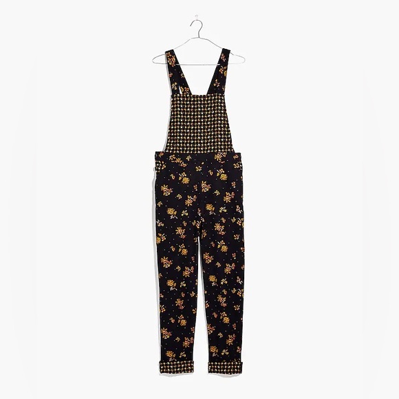 Madewell Corduroy Cross-Back Overalls in Forest Floral Mix - Picture 4 of 15